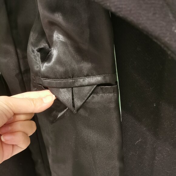 Nwt DKNY Asymmetrical Belted Funnel-Neck Wool Blend Black Coat Women Size Small - Picture 8 of 11